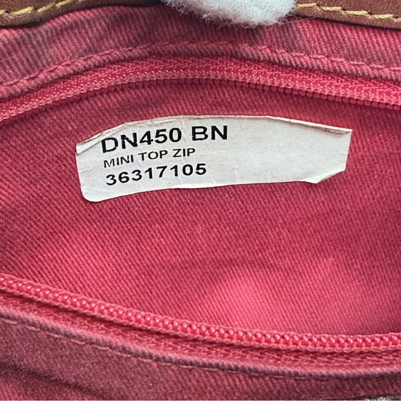 Dooney & Bourke Denim Monogram Mini Shoulder Bag Top Zip Blue Brown Leather Y2K - Picture 11 of 16
